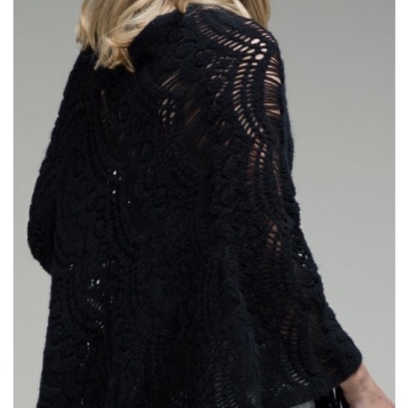 NEW Ruggine Black Fringe Poncho Spring Summer Fall Lightweight Thin Top Boho - Picture 3 of 6